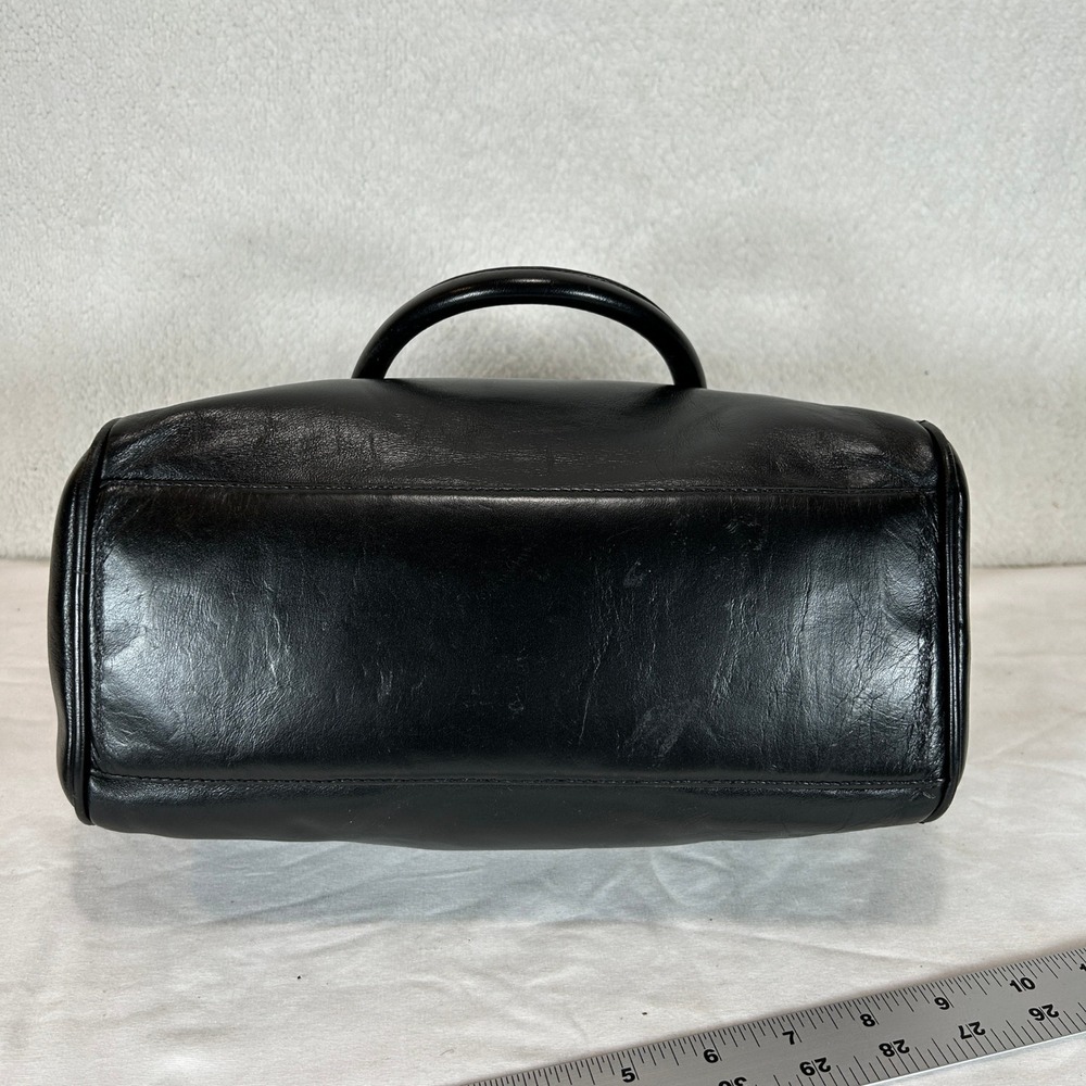 Anne Klein Vintage Black Leather Satchel Crossbody Bag Gold Lion Logo NWT - Picture 13 of 15